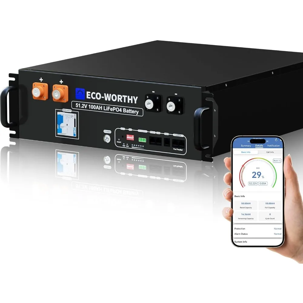 Energy Storage Rack - 48V 100Ah LiFePO4 Lithiumbatterie mit Bluetooth