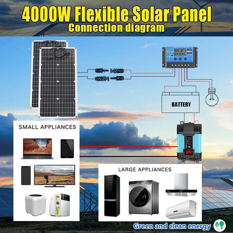 Off Grid Solar Kit - 4000-W-Solarpanel-Set, 12 V bis 110 V/220